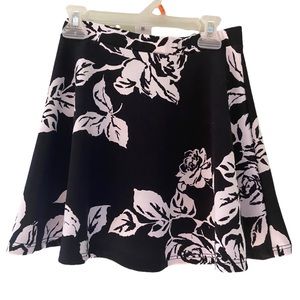 Black and White Rose Skater Skirt